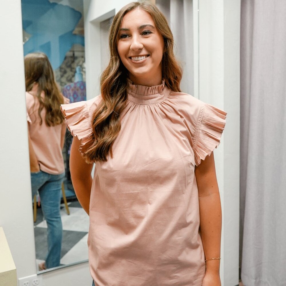 NWT - Elan Payton Ruffle Sleeveless Top in Mauve Pink